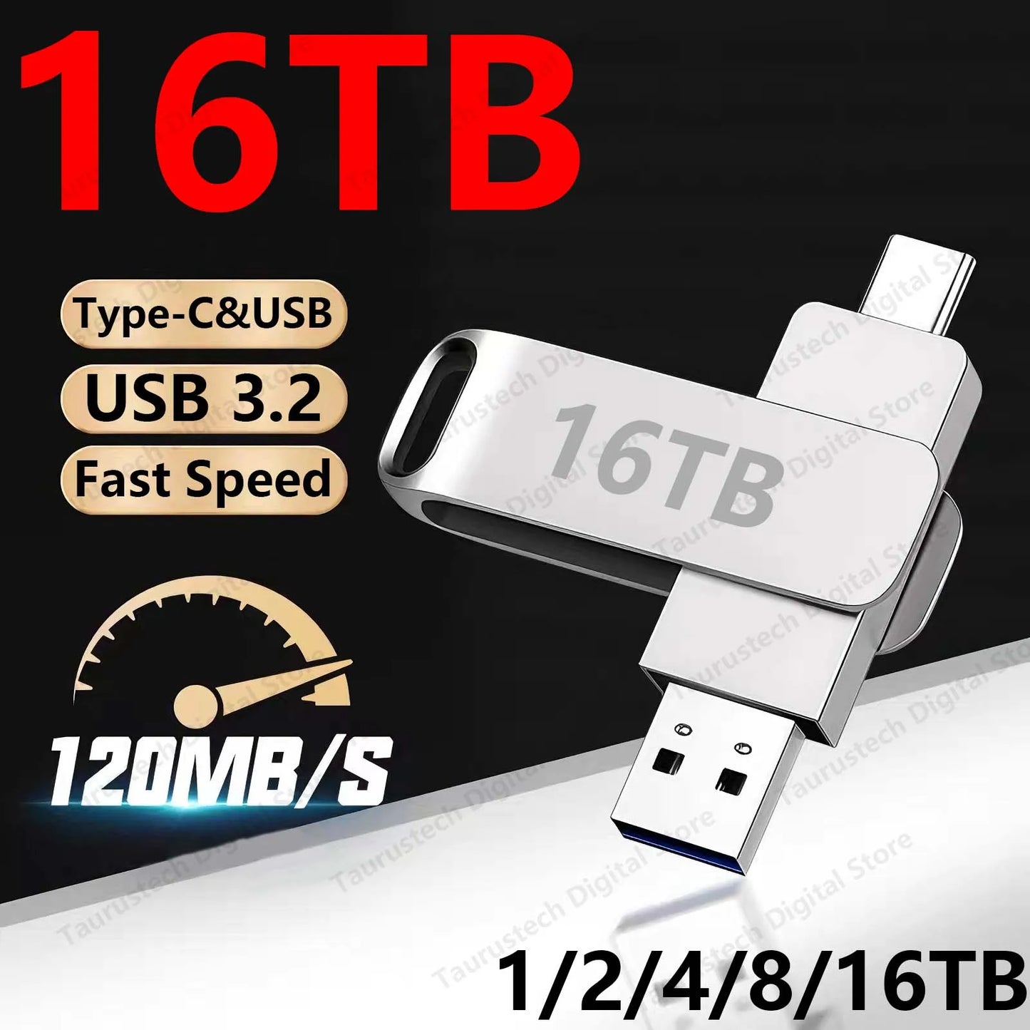 DIXSG pour Xiaomi, clés USB 3.2 de 16 To, disque U de 2 To, clé USB métallique haute vitesse, étanche, type C, mémoire USB, clés USB