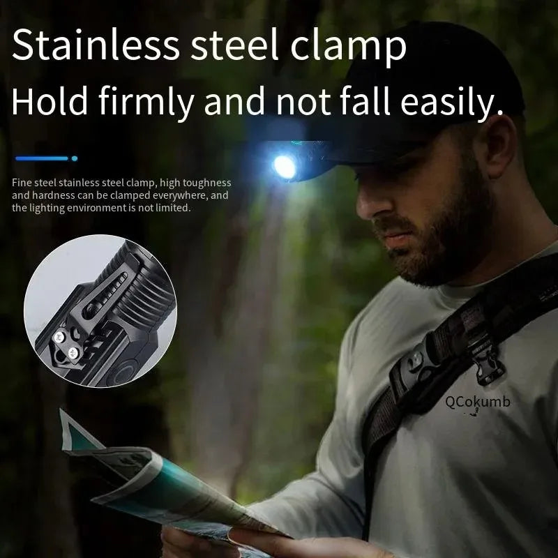 Lampe de poche LED Rechargeable à lumière forte, multifonctionnelle pour longue portée, Mini lampe de poche Portable pour l'extérieur et la maison, lumière à Clip pour capuchon