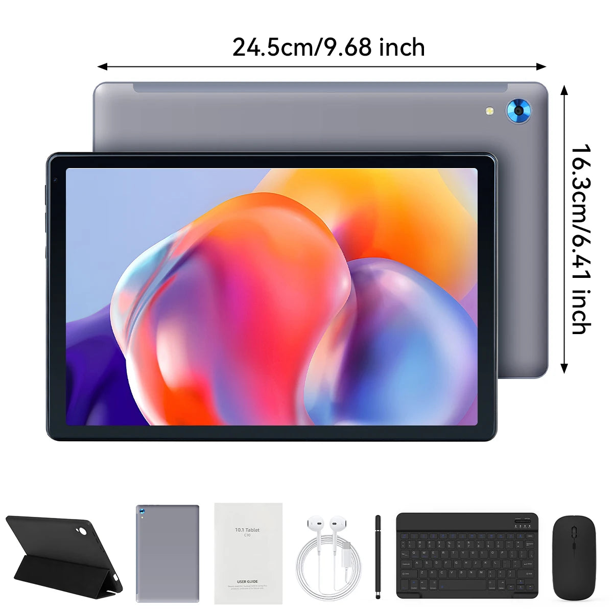 URAO 10-inch Android 15 Tablet, 8-core, 24GB + 128GB, 1TB expansion, WiFi 6, 5MP+8MP, stylus, keyboard, mouse, headphones, PC PAD set