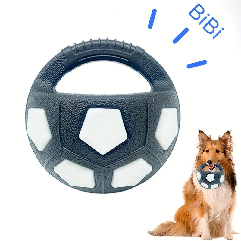 Jouet Chien Ballon de Football Vocal TPR — Poignée de Lancer, Interactif & Durable