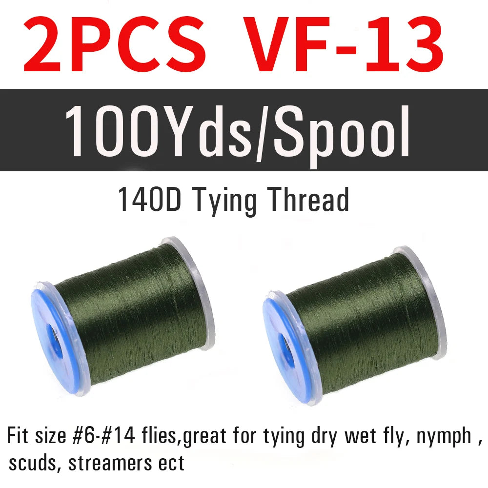 2 pièces de fil à nouer pour la pêche à la mouche 140D # 6~ # 14 Nymphes sèches et humides, Matériel de montage de mouches streamer, Fil, Fixateur de bobine, Outil de montage de mouches