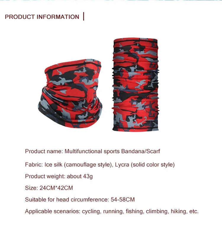 Masque facial de cyclisme absorbant la sueur, respirant, entraînement de pêche, Sport, UV, écharpe de cou, guêtre d'été, Bandana pour le visage de vélo