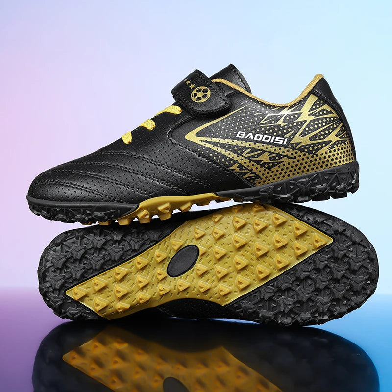 Sxfdneay Chaussures de Football Futsal Enfant Garçon — Cuir Verni, Semelle TPR, Intérieur