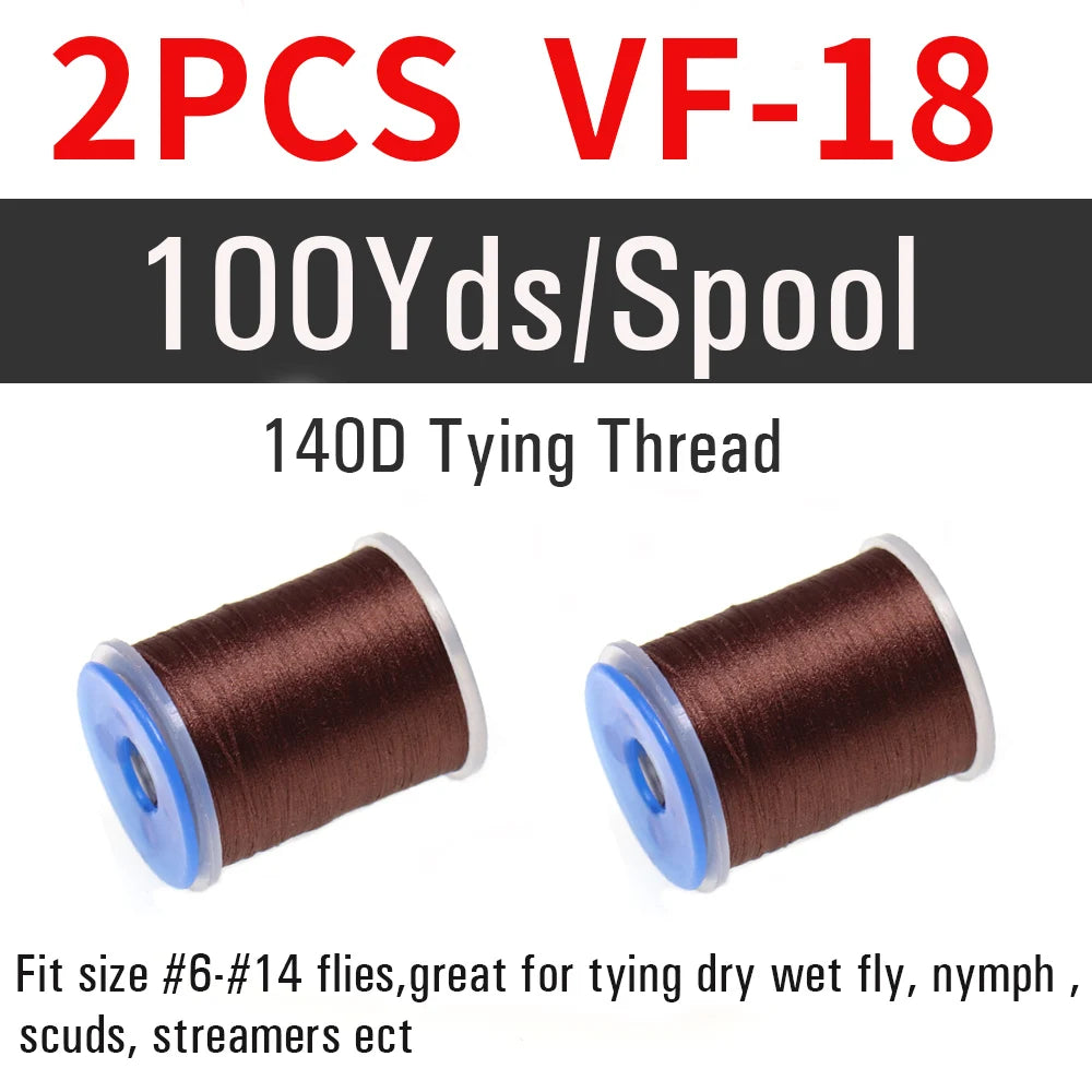2 pièces de fil à nouer pour la pêche à la mouche 140D # 6~ # 14 Nymphes sèches et humides, Matériel de montage de mouches streamer, Fil, Fixateur de bobine, Outil de montage de mouches