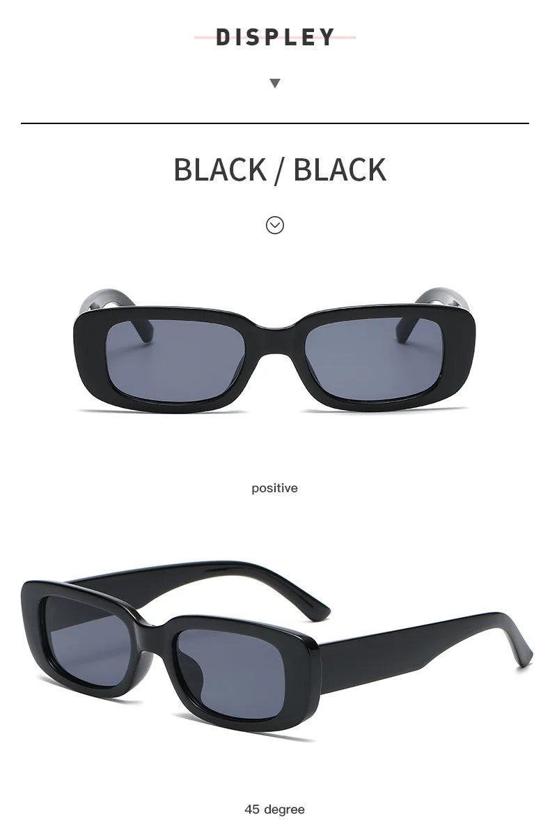 Lunettes de soleil carrées rétro vintage — petites, rectangulaires, voyage, femme