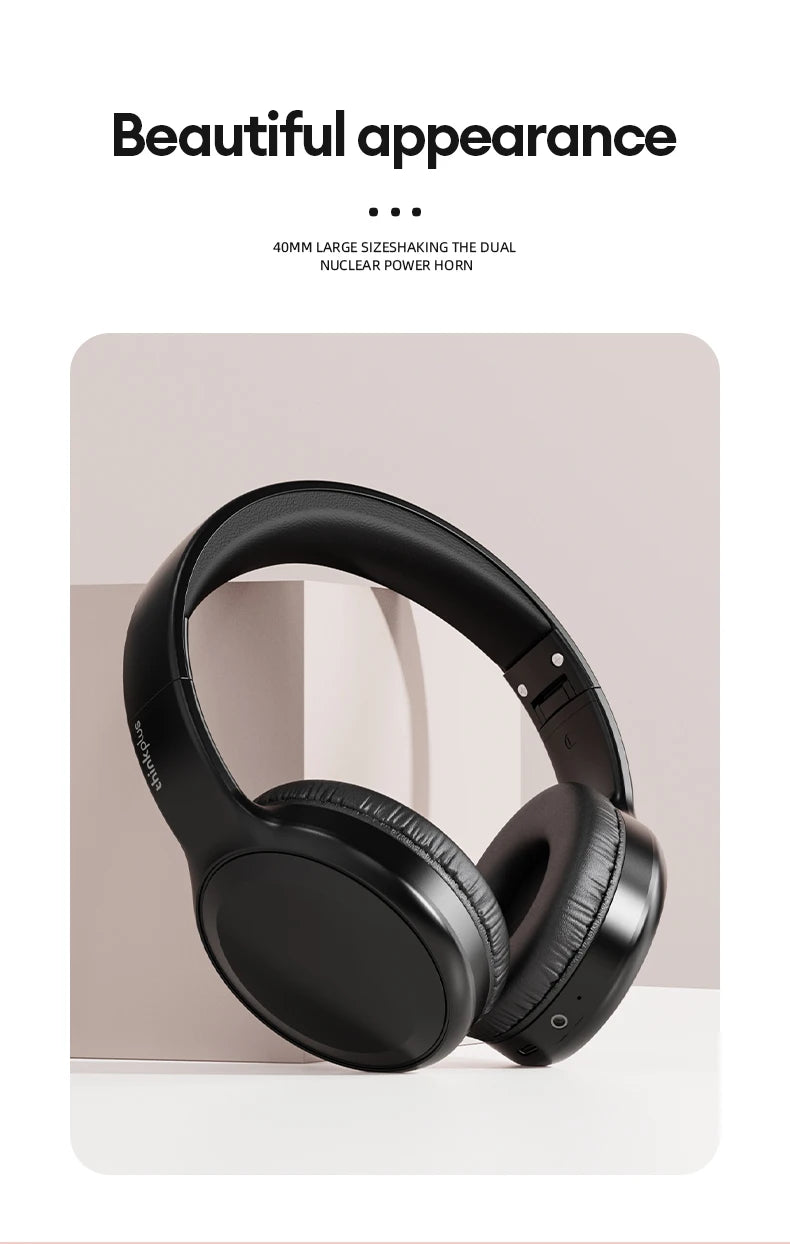 Casque Bluetooth HiFi stéréo sans fil — sport, micro, pliable, faible latence, jeu