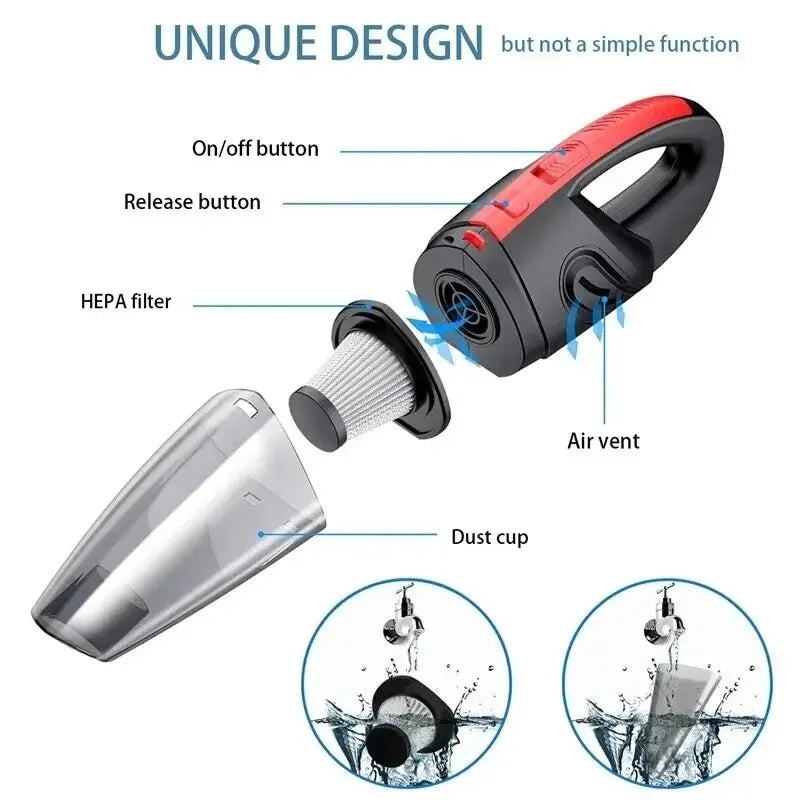 Aspirateur sans fil Portable pour voiture, aspiration puissante, Rechargeable, Charge rapide, pour voiture, maison, poils d'animaux
