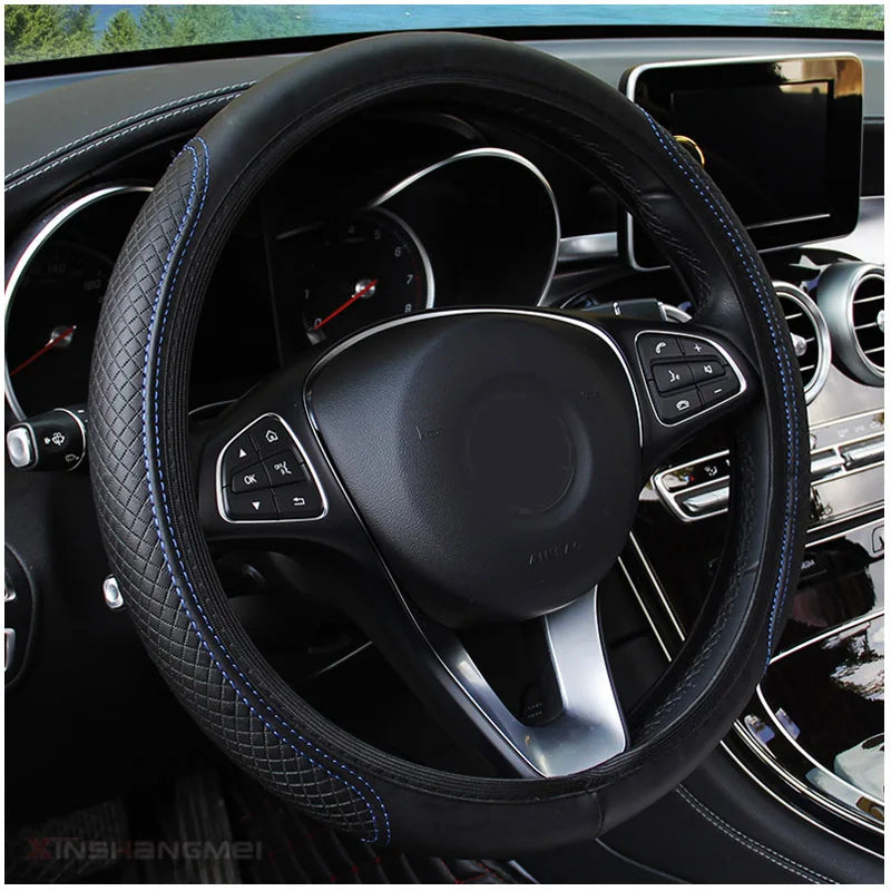 Universal Car Steering Wheel Cover, 37/38cm, Anti-slip, Embossed Leather, Car Styling