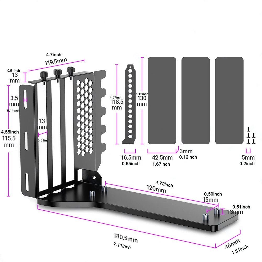 PCIE 3.0 4.0x16 Kit de Support de GPU Vertical universel Riser ATX Matx boîtier VGA carte graphique Support de direction Support