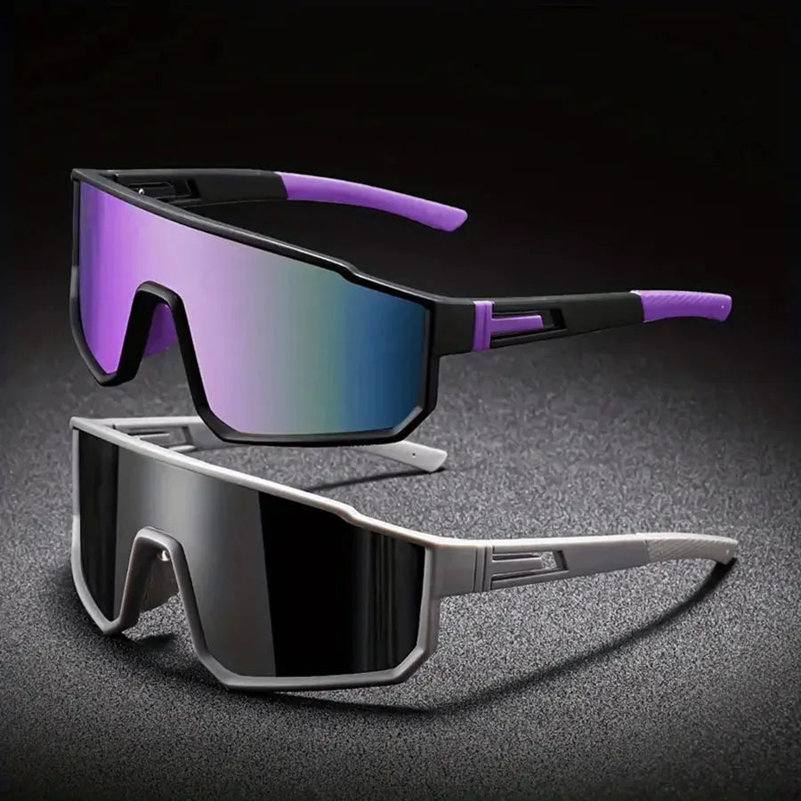 Lunettes de cyclisme surdimensionnées pour hommes, vélo, coupe-vent, revêtement coloré, lunettes de soleil pour Sports de plein air, moto