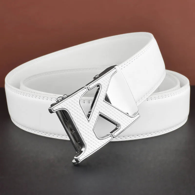 High quality letter k Belt white leather men Famous luxury designers young men cowhide brand Casual Jeans fashion Belt for Men