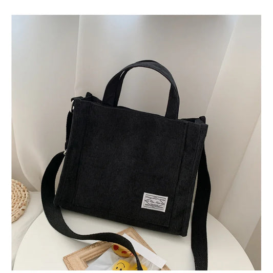 Sac Bandoulière Velours Côtelé Femme — Simple Grande Capacité Petit Carré