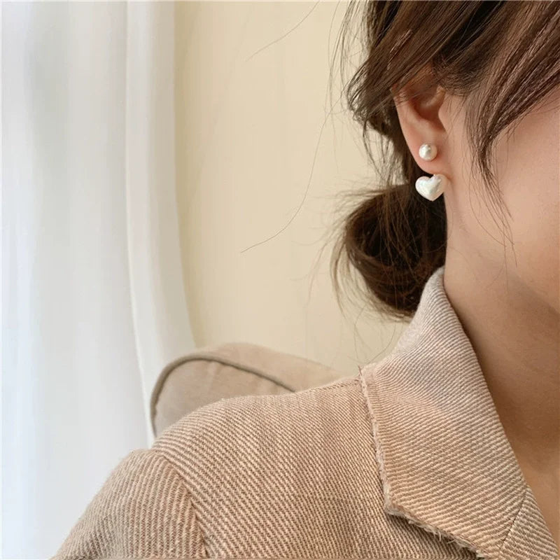 Boucles d'oreilles élégantes en forme de cœur pour femmes, Imitation de poire, coréen, Simple, bijoux de fête de mariage, cadeaux de la saint-valentin