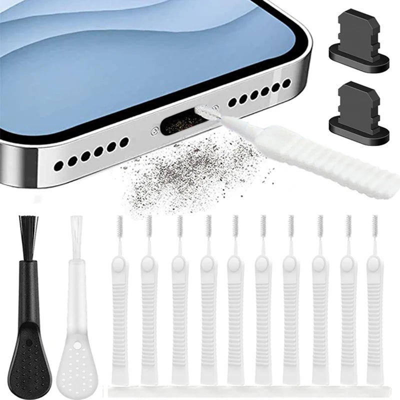 Kit de limpieza antipolvo para puerto de carga de teléfono móvil, para iPhone 15 14 13 Pro Max, cepillo de limpieza antipolvo para teclado de ordenador