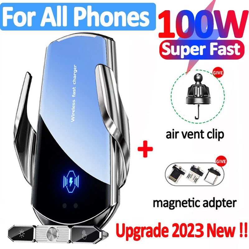 Cargador inalámbrico para coche, soporte magnético para teléfono móvil, soporte GPS giratorio 360° para iPhone Xiaomi