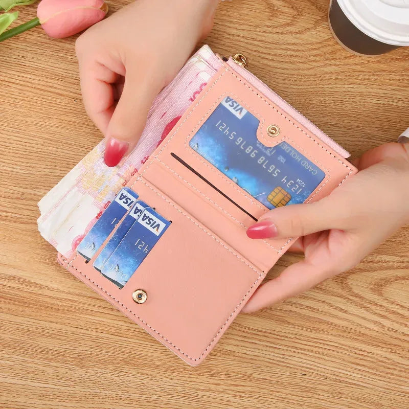 Monedero de mujer, cartera con cremallera, monedero corto para mujer, bolso de mano, cartera de cuero patchwork para mujer, tarjetero, cartera para teléfono