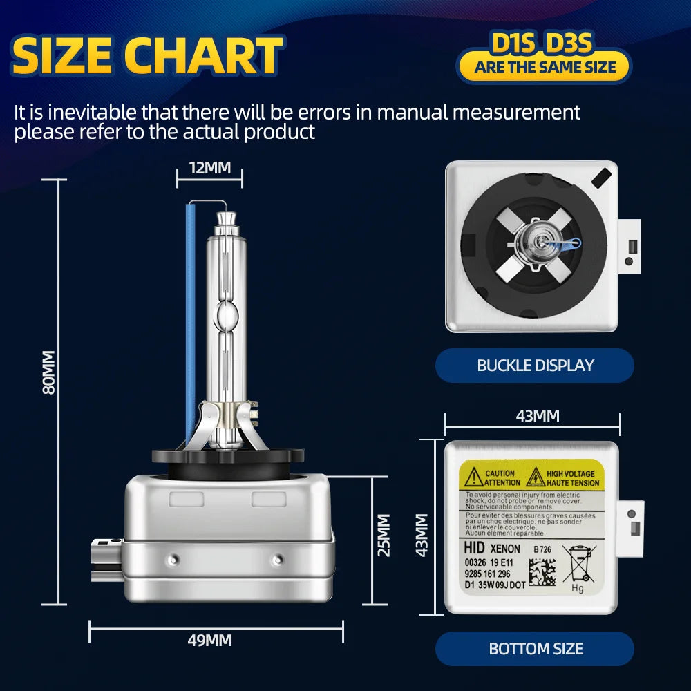 CROSSFOX 2 piezas 35W D1S D2S D3S D4S bombillas de faros delanteros de xenón Hi/Lo BI HID para coche 4300K 5000K 6000K 8000K 10000K 12000K