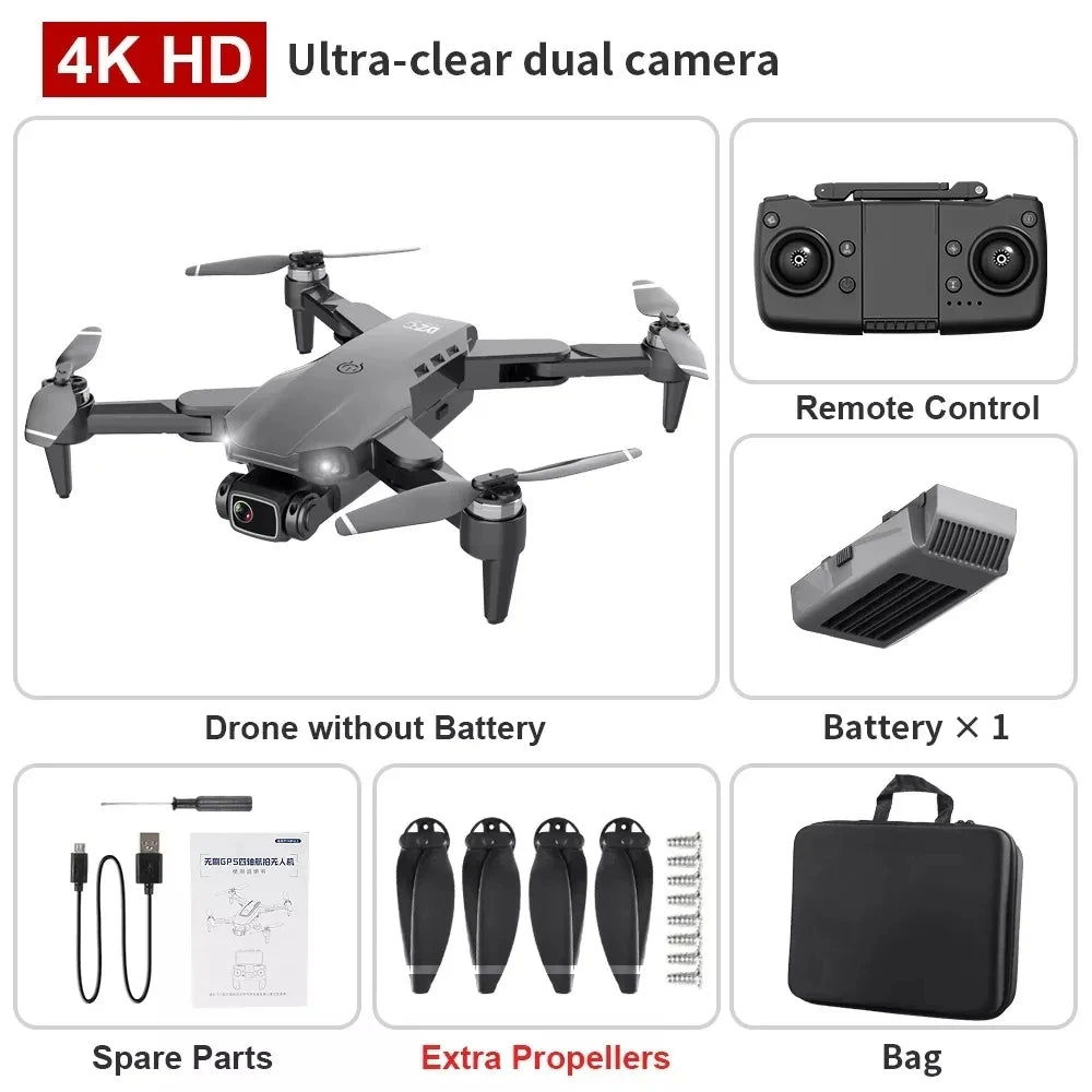 Drone professionnel 4K 5G GPS — double caméra, sans brosse, pliable, quadrirotor RC, distance 1,2 km