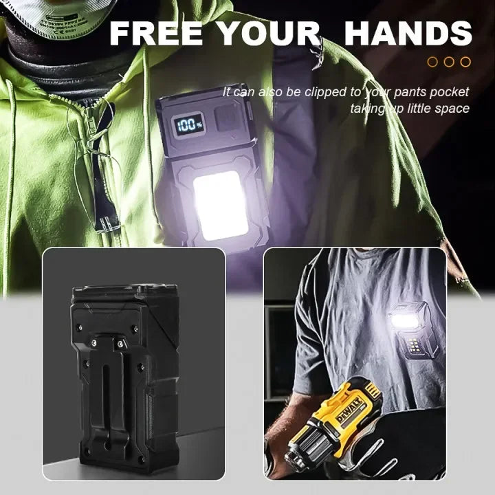 MINI lampe de poche LED Rechargeable par USB, lampe de poche Portable à aimant arrière, lanterne de Camping Super brillante, lumière de secours COB latérale