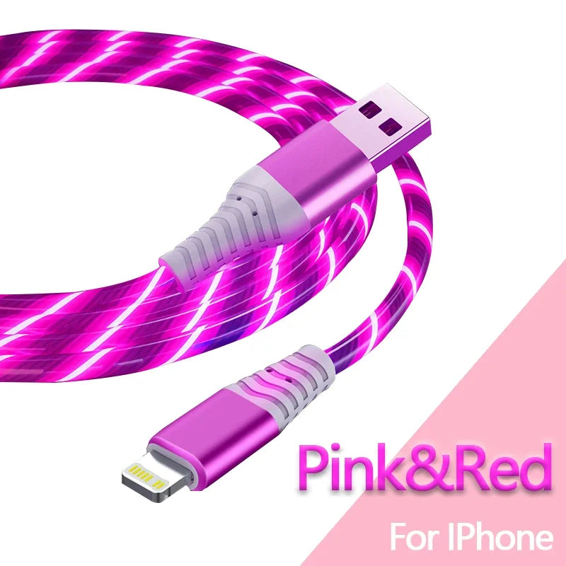 Câble USB Lumineux 7A — Charge Rapide Micro USB & Type-C LED Streamer