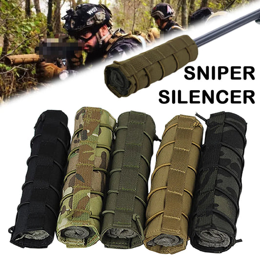 Couverture de suppresseur de Sniper, protection de Camouflage tactique, tir en plein air, étui en tissu de chasse militaire, équipement de terrain CS en direct