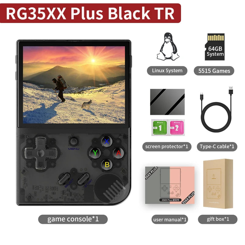 Console de jeu rétro portable — écran IPS 3,5", Linux, WiFi, Bluetooth, HDMI, 5000+ jeux, 64 Go