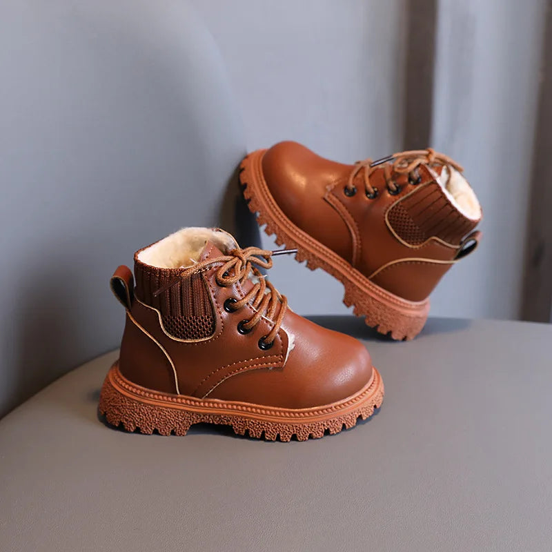 Bottes de Neige Enfant Imperméables — Cuir Fourré Unisexe Hiver
