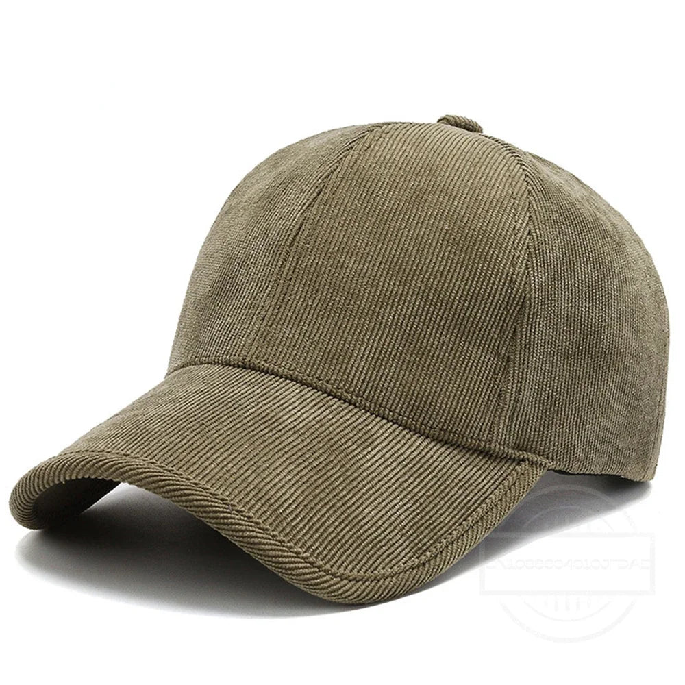 ChimArmyGreen-Winter Baseball Caps for Men and Women, Luxury Corduroy Cap, Hip Hop Snapback, Trucker Hats