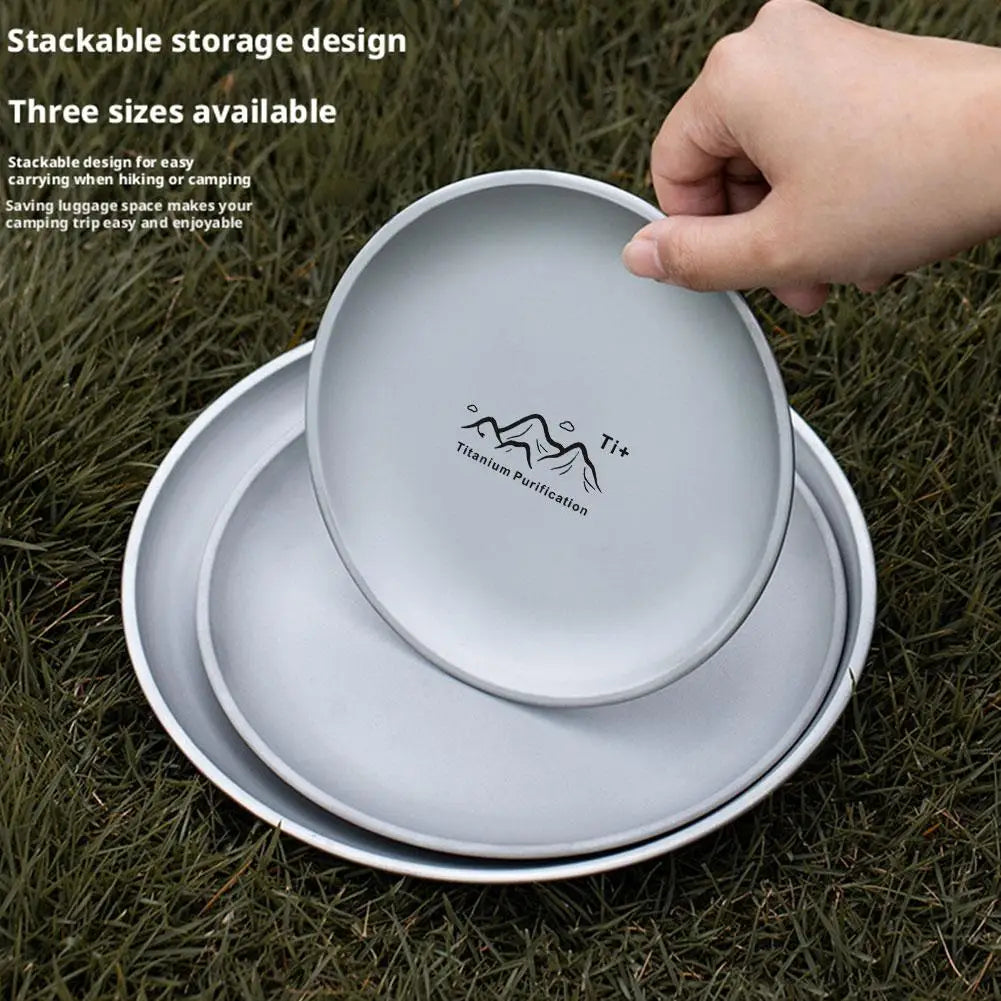 Camping Plaque de camping ultra légère en titane |   Vaisselle de salle à manger extérieure empilable |   Pour sac à dos randonnée pique-nique barbecue