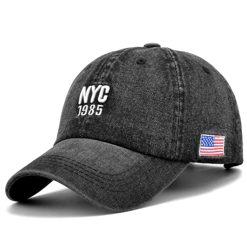 Denim Baseball Cap for Men and Women, Embroidered Letter Flap Hat, Summer Sport, Hip Hop, Gorras, Unisex, 2024