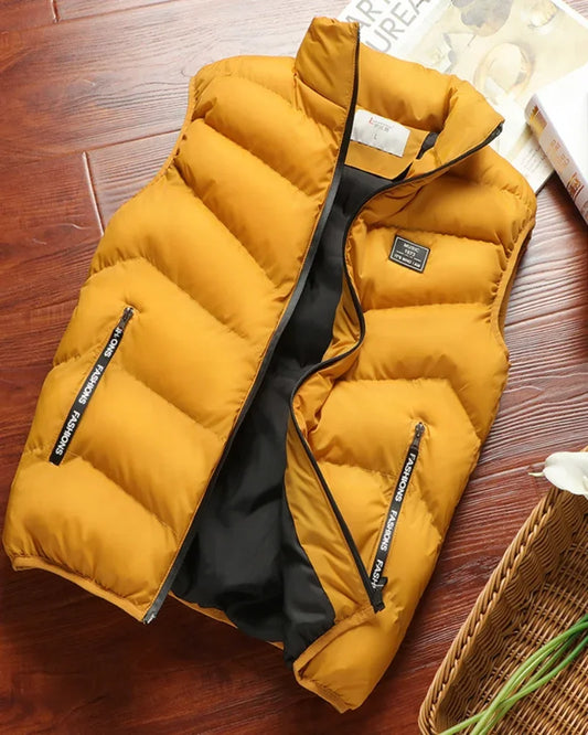 Chalecos acolchados sin mangas para hombre, de color liso, cálidos de invierno, cortavientos, ropa de abrigo, nueva colección 2024
