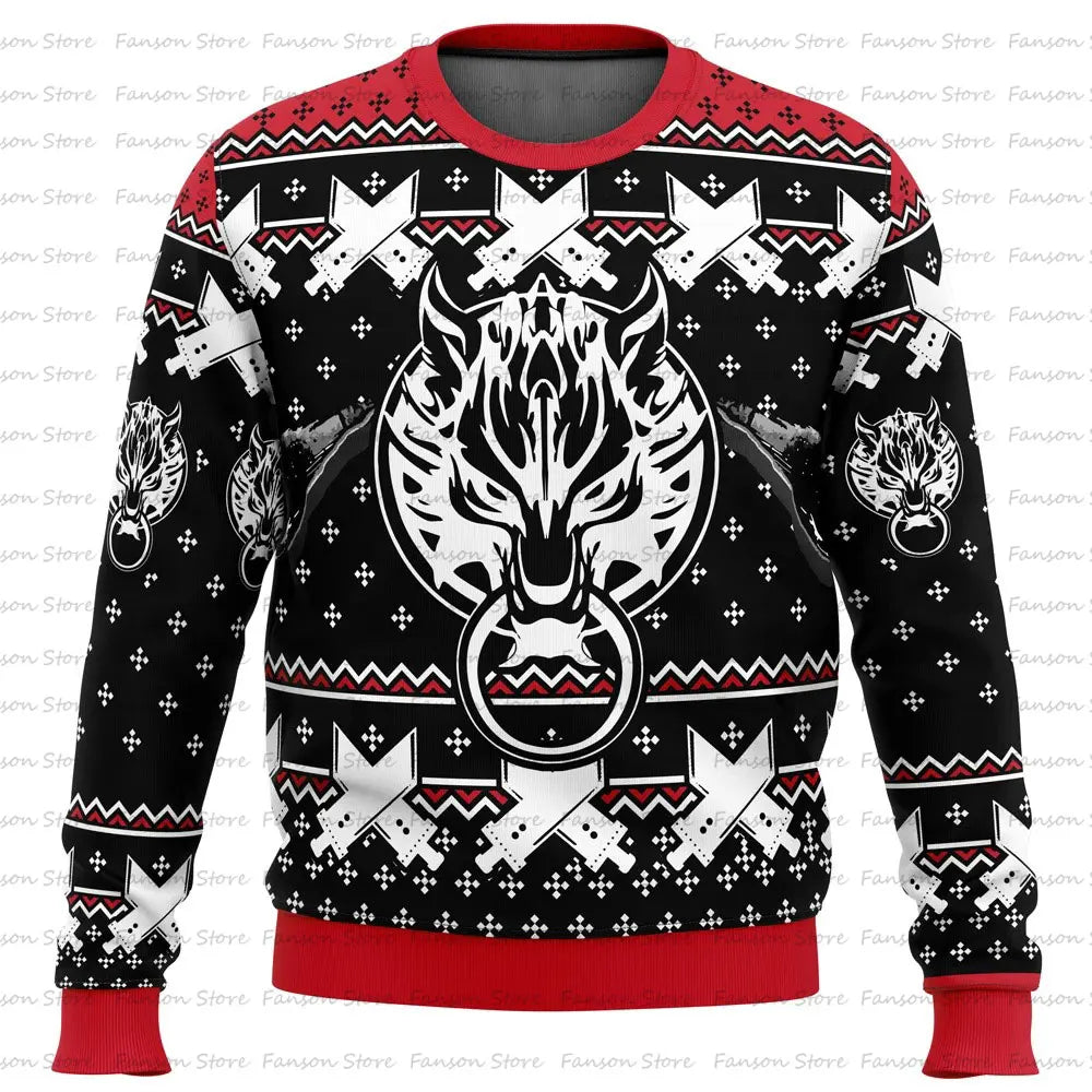 Final Nette-Rib de Navidad Anime Cartoon para hombres y mujeres, Sudadera con capucha para pareja, rib, Y-2025, 7 VII FF7 en-ly, Nueva moda