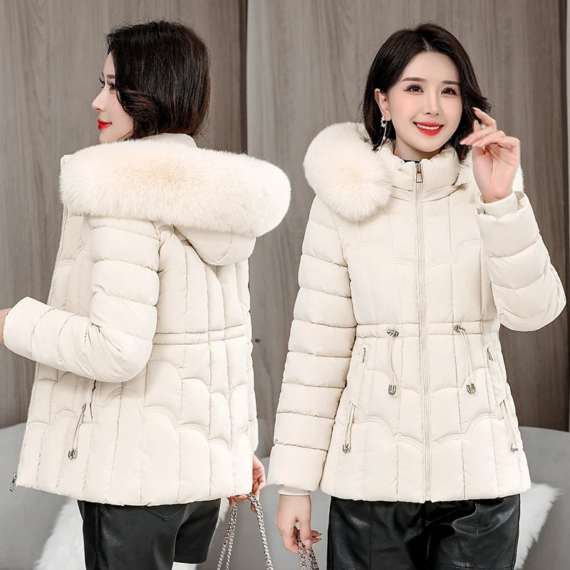 Doudoune femmes Parkas hiver 2025 — chaud, coton rembourré, manteau court à capuche
