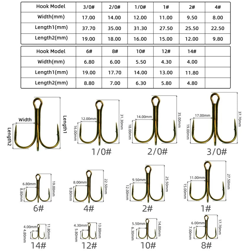 Hameçons triples de pêche aiguisés blancs, matériel de pêche au poisson, outils et accessoires, 10 pièces/boîte