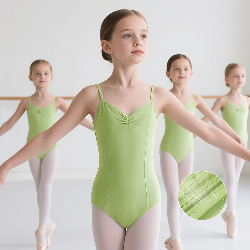 Justaucorps de Ballet en Nylon pour enfants, Test professionnel, sans manches, dos en V, gymnastique, danse, maillot de bain d'été pour enfants