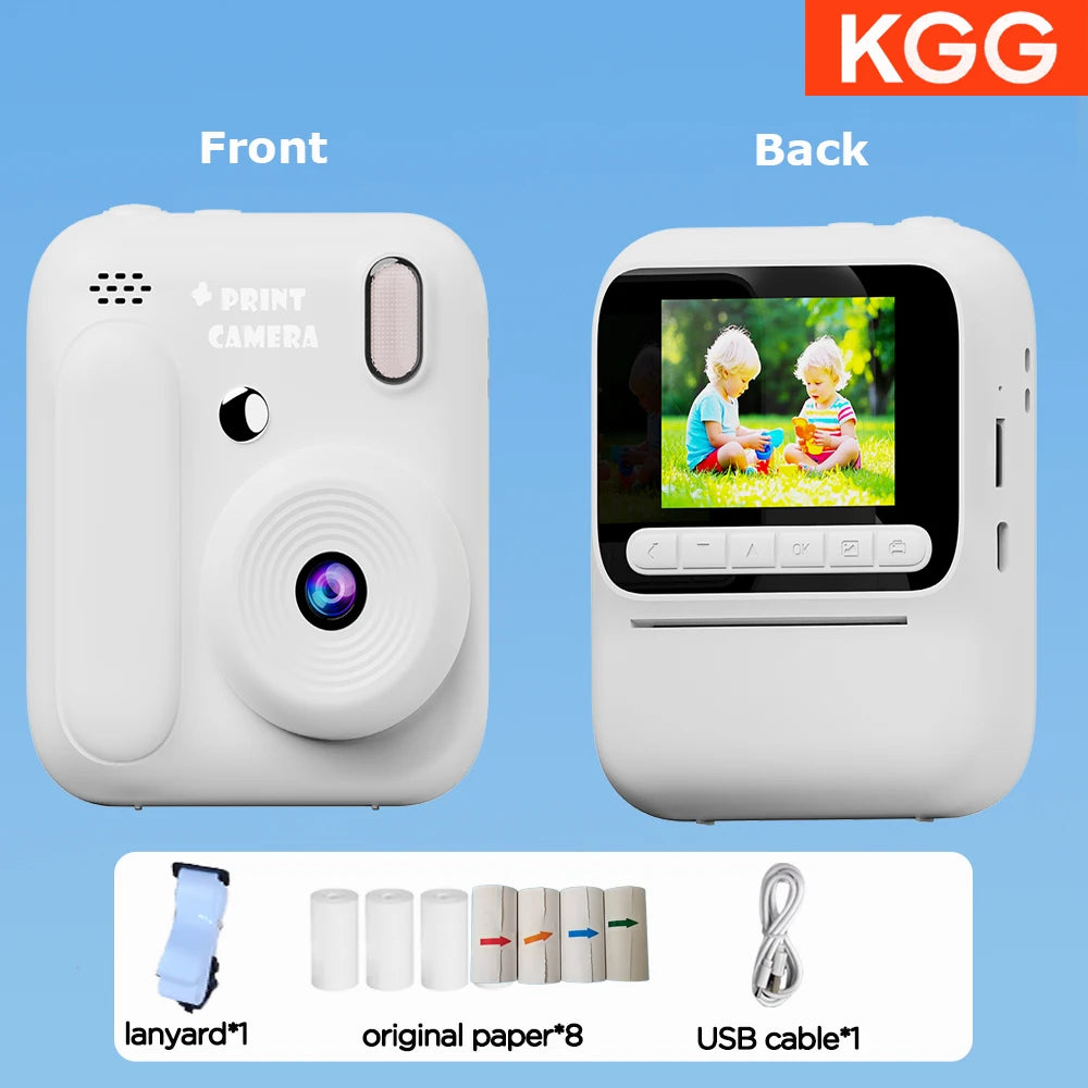 Instant Camera for Kids, Color Printing, 32GB, 1080P, Thermal Print Toy, Photo, Video Games, Music, Children's Gift