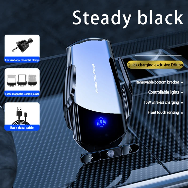 Cargador inalámbrico para coche, soporte magnético para teléfono móvil, soporte GPS giratorio 360° para iPhone Xiaomi