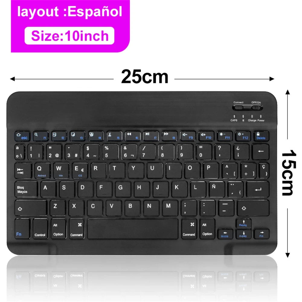 Clavier & Souris Sans Fil Bluetooth — Tablette Multilingue Espagnol Coréen Russe