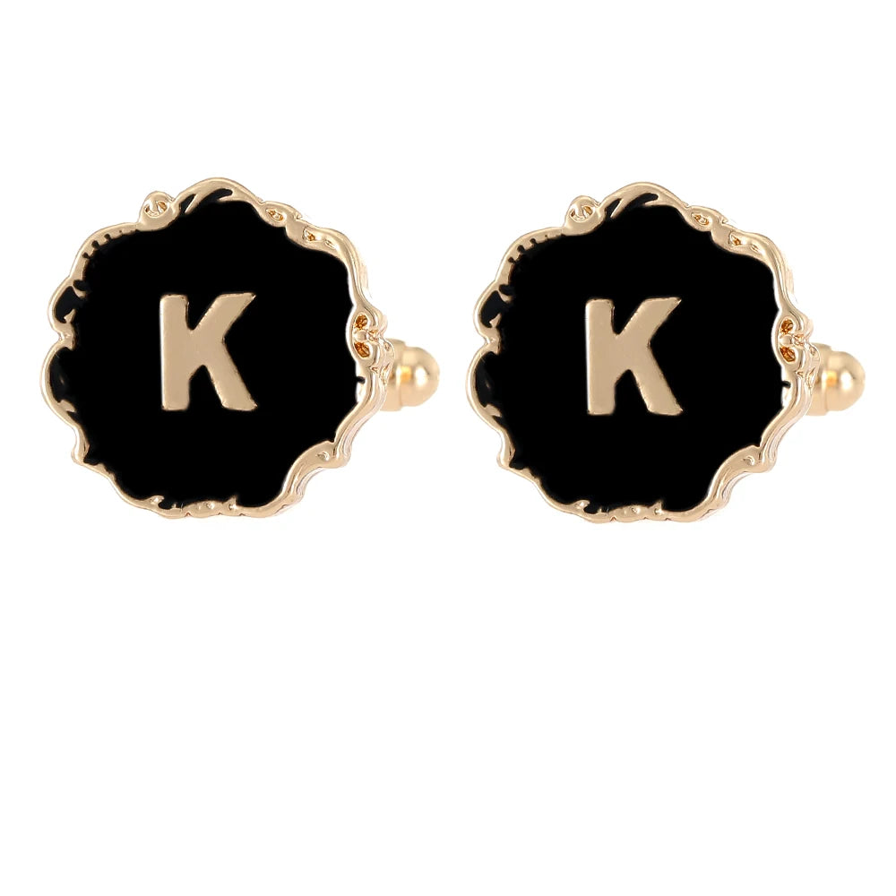 Gemelos clásicos para hombre, 26 letras iniciales del alfabeto, A B C D E F G H I J K L M N O P Q R S T U, botón de manga V W X Y Z