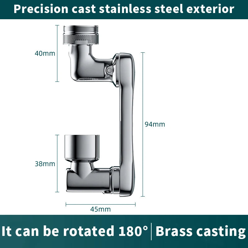 Universal 1080° ABS Robotic Rotating Faucet Extender, Kitchen Sink Faucet Aerator Extension, 2 Water Flow Modes