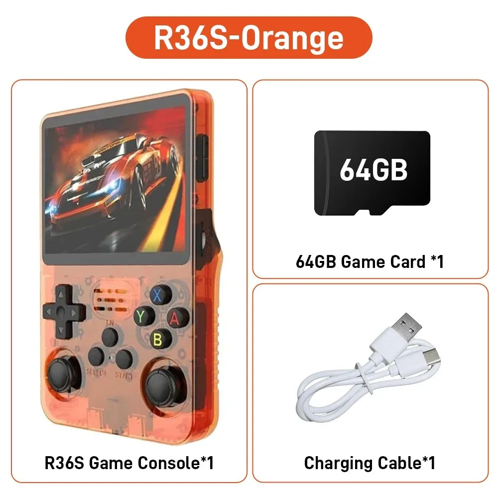 Console de jeu rétro portable 3,5" IPS — 64 Go, plusieurs couleurs, lecteur portable, jeux classiques