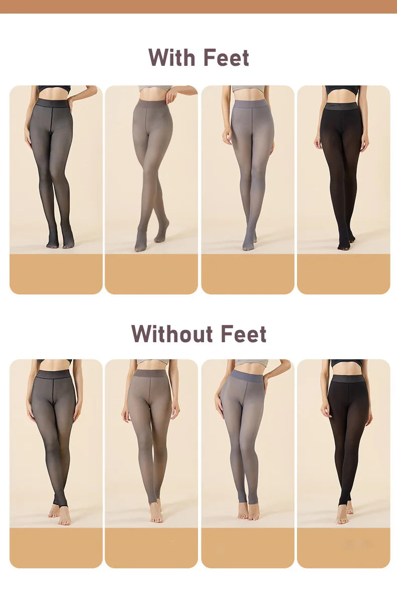 Collants thermiques épais pour femmes, collants translucides, bas thermiques, taille haute, élastique, mince, sexy, velours, sourire, leggings, hiver