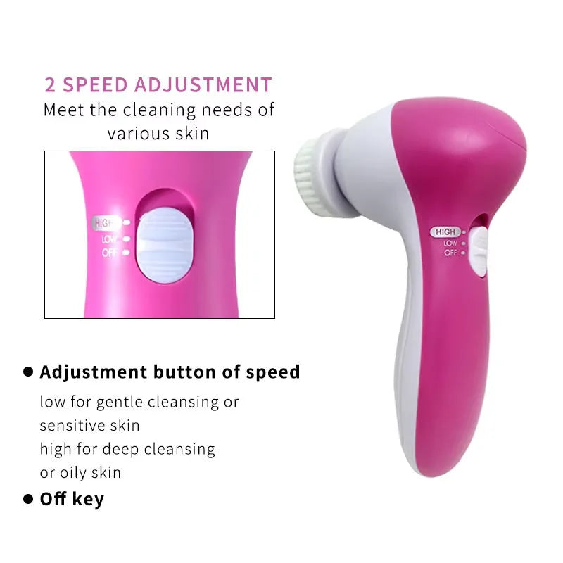 Nettoyeur de Visage Électrique 5 en 1 — Brosse, Spa & Nettoyage Points Noirs