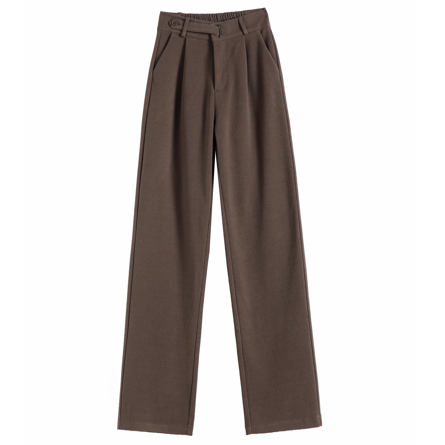 Seoul Autumn/Winter Thickened Wool Casual Loose Full Length Trousers 2025 New Button High Waist Chic Wide Leg Pants Women