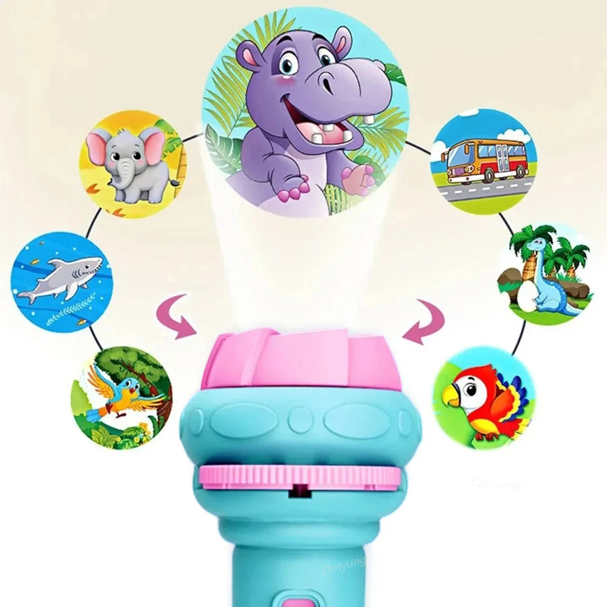 Lampe de Poche Projecteur Enfants — 10 Cartes, 80 Modèles, Jouet Coucher Dessin Animé, Cadeau