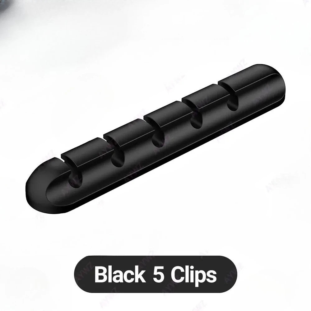Clips al por mayor, soporte de cable para ratón, organizador de cables de auriculares, organizador de cables, enrollador de cable USB de silicona, gestión de escritorio ordenada
