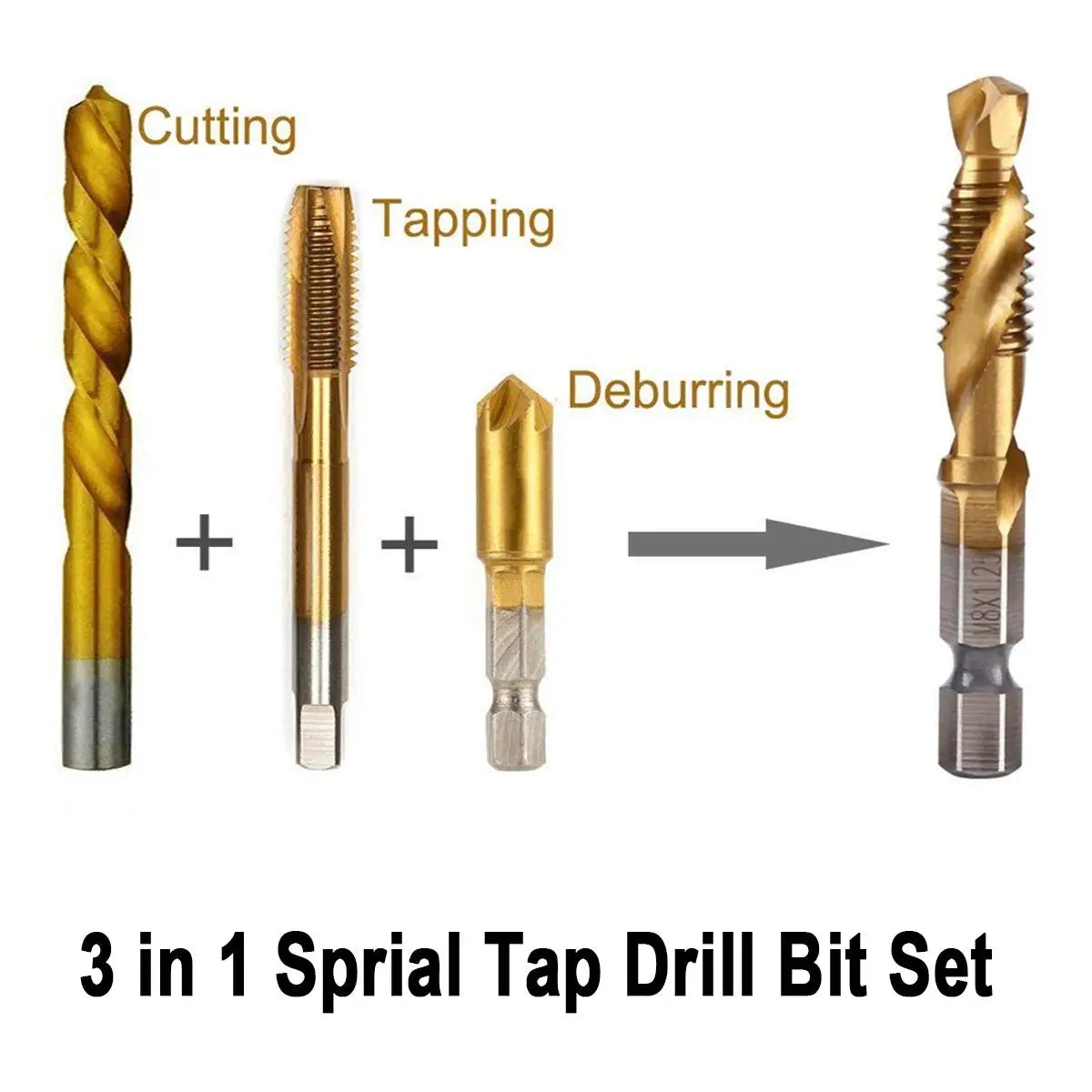 Brocas MeaccelerTap de titanio, vástago hexagonal, rosca de tornillo HSS, máquina de tornillos, macho de roscar compuesto, M3, M5, M6, M8, M10, herramientas manuales