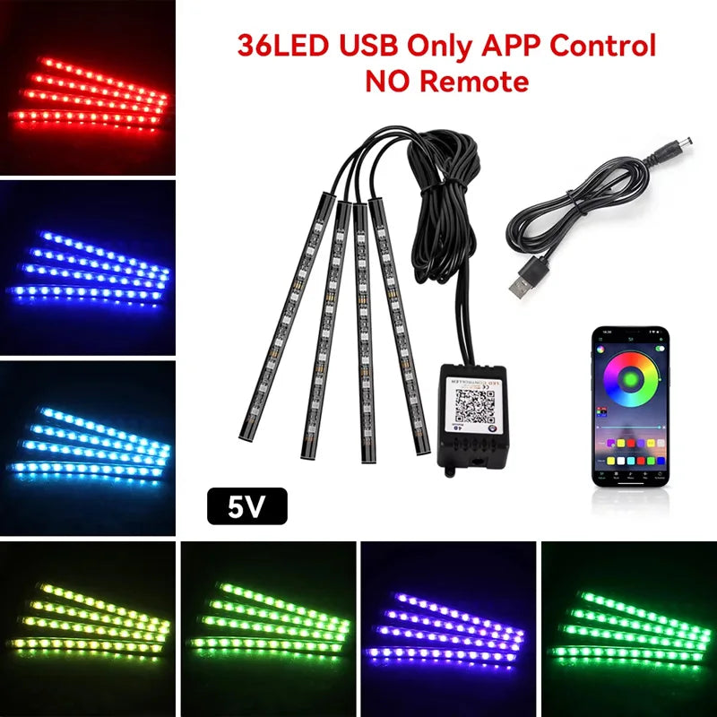 Car Interior LED Strip Light, 5V USB Backlight Kit, Decorative Car Ambient Neon Lamp, Vehicle Accessories, New
