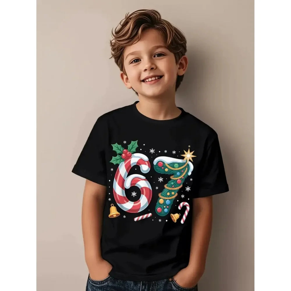 Nouveau T-shirt d'été 2026 pour garçons, motif 'Brain Rot 67 Six Seven' drôle, thème gamer et meme, pour parents et enfants, 6-7 ans, style Y2K