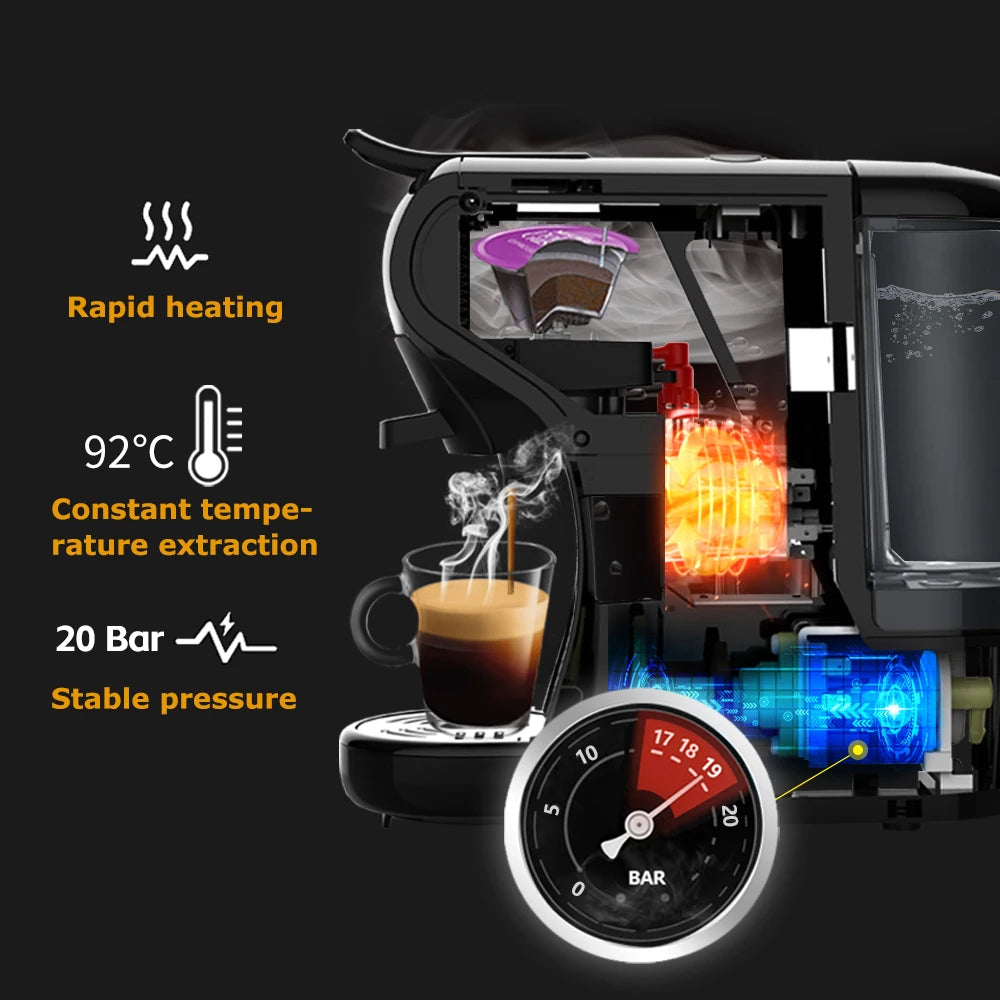 Hiinvasive W Coffee Machine, Hot and Cold Multi-Capsule Coffee Maker, Espresso Pod Coffee Machine, Dolce Milk, Ncomputing so, Powder Authorization, 19 bar, 4 in 1
